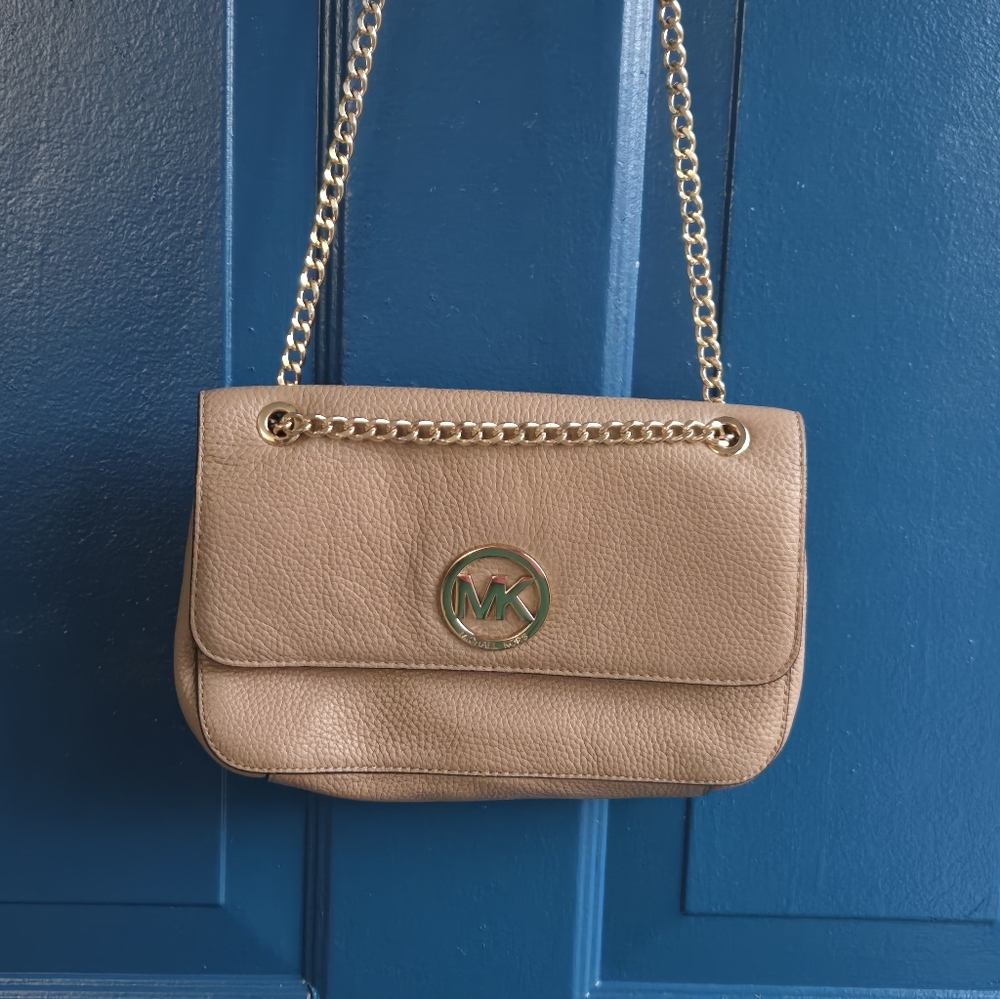 Michael Kors Brown Shoulder Bag with Gold Chain